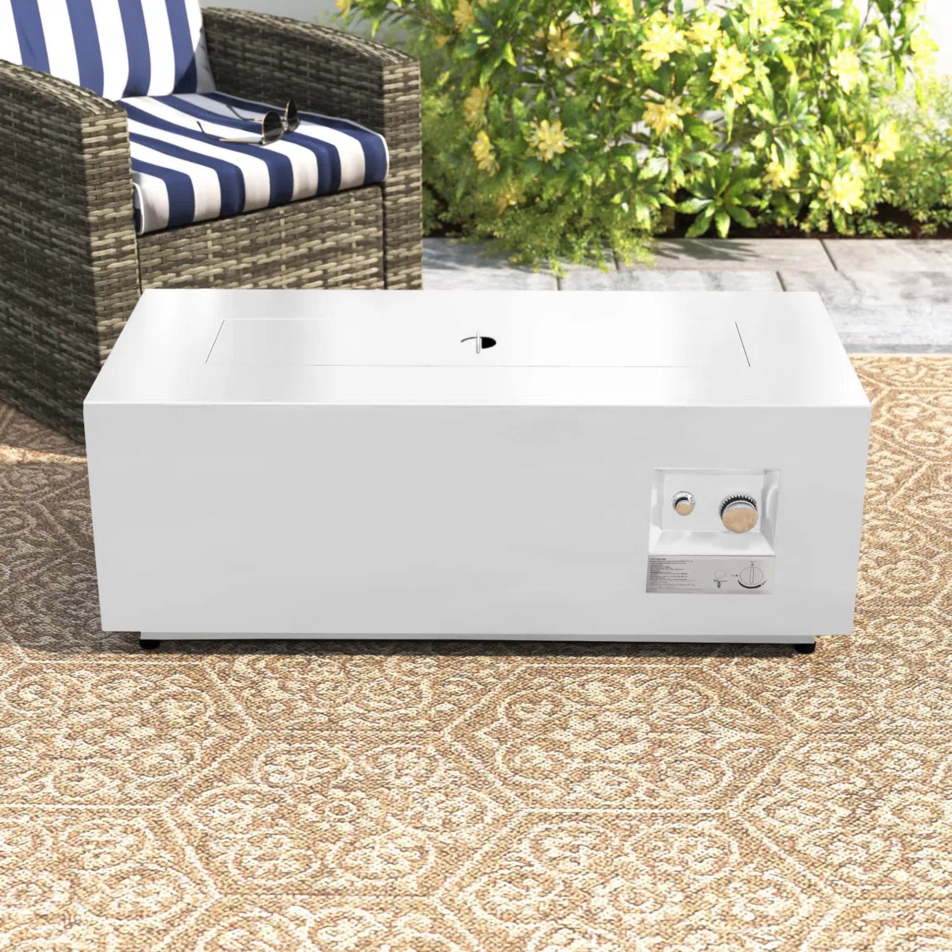 Outdoor Fire Pit Table With Cover - White - Image 2
