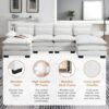 Modern U-Shaped Sectional Sofa With Waist Pillows, 6 Seat Upholstered Symmetrical Sofa Furniture, Sleeper Sofa Couch With Chaise Lounge - White - Image 14