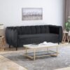 Miranda - Modern Glam Velvet 3 Seater Sofa - Black - Image 2