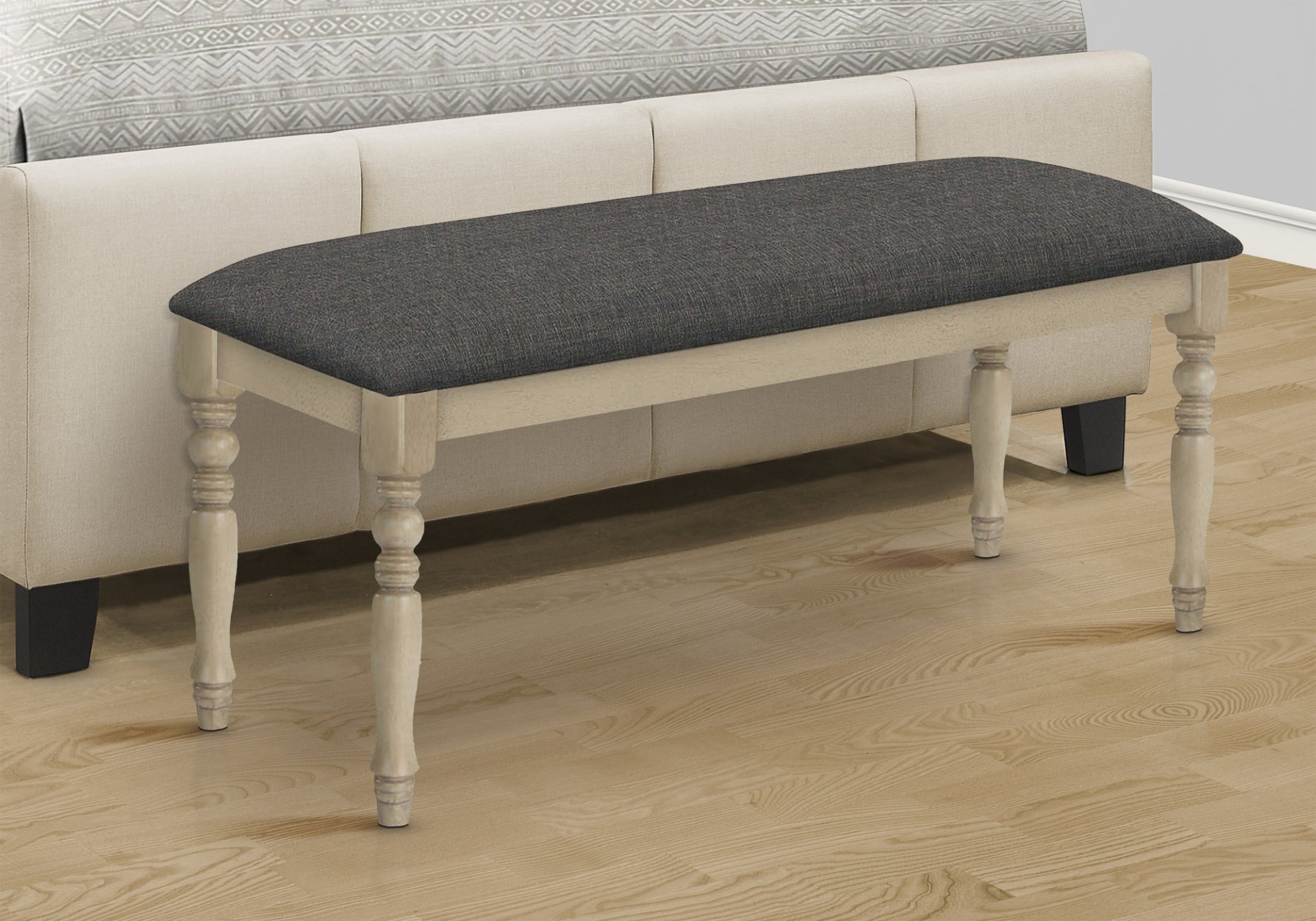 Bench, Rectangular, Upholstered, Transitional - Gray - Image 3
