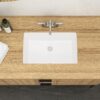 Modern Rectangular Undermount Bathroom Sink With Overflow - White - Image 2