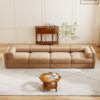 Modular Sectional Sofa With Storage Ergonomic Cylindrical Backrest And Armrests Deep Comfortable Seating Chenille 4 Seat Sofa - Camel - Image 10