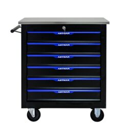 6 Drawer Multifunctional Tool Cart With Wheels - Black / Blue