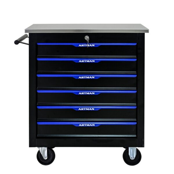 6 Drawer Multifunctional Tool Cart With Wheels - Black / Blue