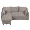 Pull Out Sleeper Sofa L-Shaped Couch Convertible Sofa Bed With Storage Chaise, Storage Racks And USB Ports - Light Brown - Image 13