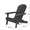 Zenithia - Outdoor Foldable Adirondack Chair With 2 Cup Holders - Dark Gray - Image 3