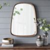 Irrgeular Mirror With Wood Frame, Wall Mirror For Living Room Bathroom Entryway - Brown - Image 8