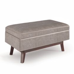 Owen - Small Rectangular Storage Ottoman - Distressed Gray Taupe