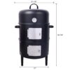 Heavy Duty Round Bbq Grill 17" Steel Charcoal Smoker For Outdoor Cooking - Black - Image 3