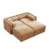 Stylish Chenille 2 Seater Sofa With Ottoman Storage And Cylindrical Backrest - Camel - Image 13