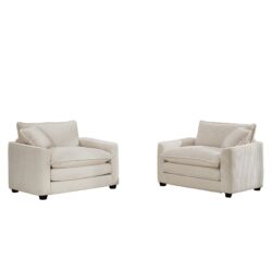 Luxurious And Sophisticated Deep Seated Sofa Set With 2 Single Sofas - Beige