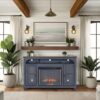 Americana - 66 In Fireplace TV Stand For TVs Up To 80" - Blue - Image 3