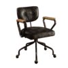 Hallie - Top Grain Leather Office Chair - Vintage Black - Image 9