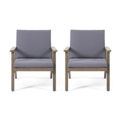 Temecula - (Set of 2) Outdoor Club Chairs With Cushions - Dark Gray