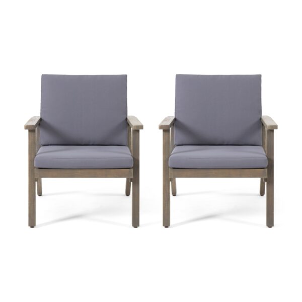 Temecula - (Set of 2) Outdoor Club Chairs With Cushions - Dark Gray