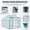 Double Door Polycarbonate Greenhouse Raised Base And Ancho, Heavy Duty Walk In Greenhouses For Outdoor Backyard In All Season - Green - Image 5