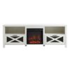 Industrial Farmhouse Metal Mesh Drop Down X Door 70" Fireplace TV Stand For 80" TVs - Brushed White - Image 2