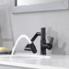 Modern Brass Bathroom Sink Faucet With Spray Function, Temperature Display & 360 Degree Rotary - Matte Black - Image 2