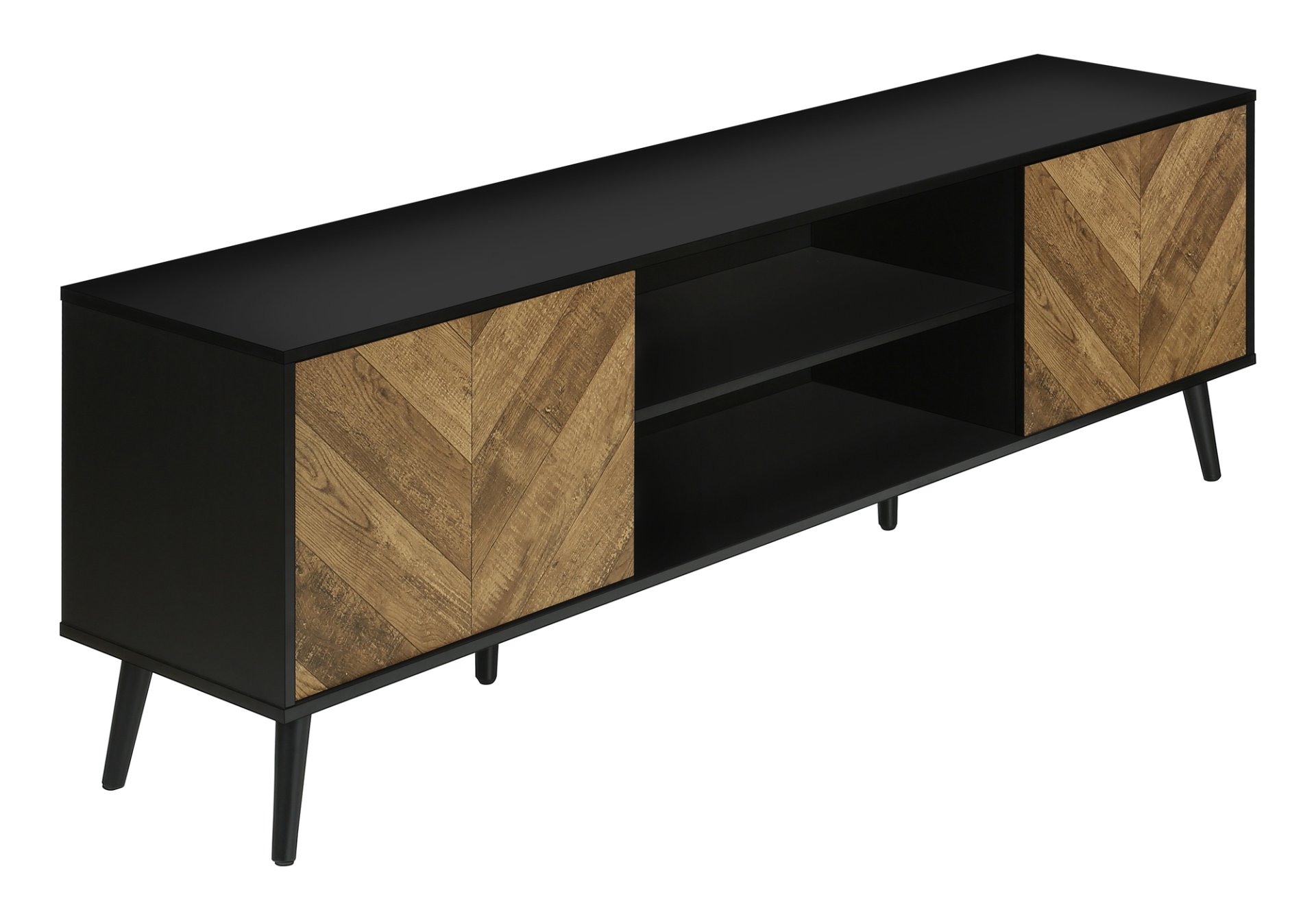 TV Stand, Console, Media Entertainment Center, Storage Cabinet, Modern Design - Black - Image 2