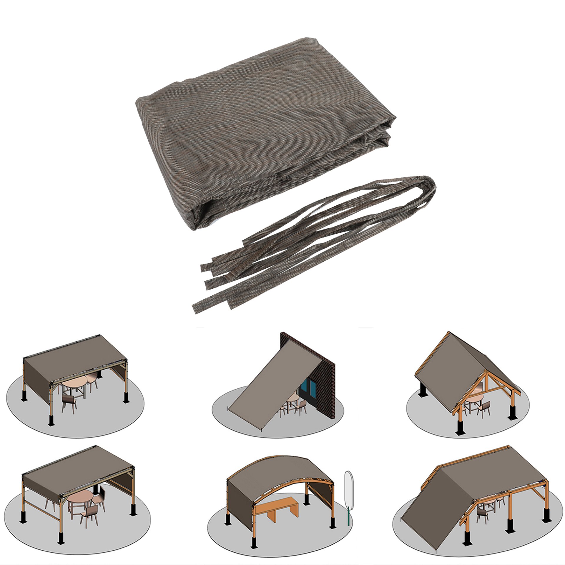 13' X 7.7' Outdoor Pergola Sun Shade Cover Cloth Patio Canopy Hdpe Permeable With Grommets - Brown - Image 4