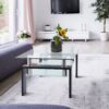 Rectangle Coffee Table, Modern Side Center Tables For Furniture - Clear / Black - Image 4