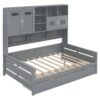 Full Size Daybed With 2 Drawers And All In One Cabinet And Shelf - Gray - Image 7