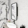 Rectangle Medicine Cabinet Mirror Bathroom Mirror With Storage Wall Mounted Medicine Mirror Cabinet With LED - Black - Image 2