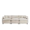 Stylish Oversized Modular Cushioned Sofa With 3 Ottomans Light Corduroy - Beige - Image 13