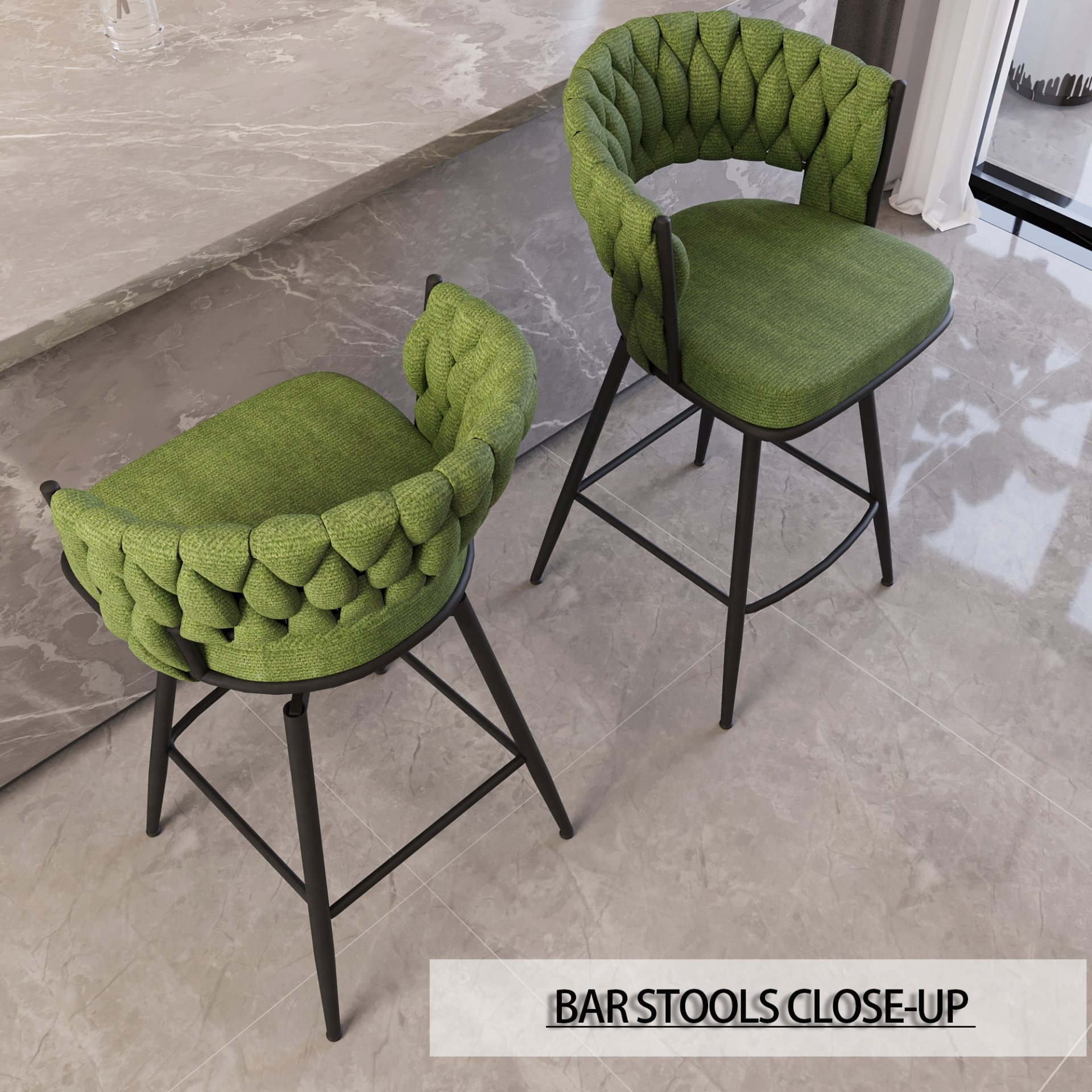 26" Bar Stool With 360 Swivel (Set of 4) - Green - Image 11