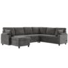 Sectional Sofa Versatile Sofa Bed Sofa Sleeper U - Shaped Sofa With Ample Storage Space, 2 Cup Holders And Charging Ports For Living Room - Beige Gray - Image 14