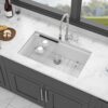 Kitchen Sink Workstation Undermount Sink, Granite Composite, 30" X 19" - White - Image 2