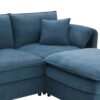 Chenille Modular Sectional Sofa, U Shaped Cloud Couch Set With Double Cushions, 6 Seat Sleeper Sofa Bed With Ottomans, Oversized Indoor Furniture - Blue - Image 8