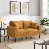 Modern Upholstered Loveseat Sofa, High Resilience, Wooden Frame 2 Seater For Small Spaces - Orange - Image 4