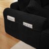 Full Compression Chaise Lounge Set Modular Corduroy Sectional With Arched Armrests Non Slip Base Includes 3 Back Cushions & 2 Throw Pillows - Black - Image 7