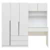 3 Door Storage Desk Wardrobe For Bedroom With Shelves And 3 Drawers - White - Image 15
