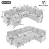 Sectional Sofa Versatile Sofa Bed Sofa Sleeper U - Shaped Sofa With Ample Storage Space, 2 Cup Holders And Charging Ports For Living Room - Beige Gray - Image 2