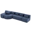 Upholstered Sofa Free Combined Sofa Couch With 2 Chaise Lounge And 5 Back Pillows For Living Room - Blue - Image 20