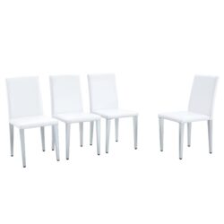 (Set of 4) Backrest Chairs With Silver Metal Legs The Perfect Combination, Suitable For Minimalist And Modern Home Styles - White / Silver