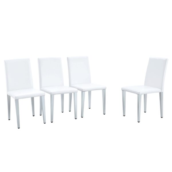 (Set of 4) Backrest Chairs With Silver Metal Legs The Perfect Combination, Suitable For Minimalist And Modern Home Styles - White / Silver