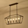 5 Light Farmhouse Kitchen Island Lighting, 5 Light Industrial Linear Chandelier For Dining Room Metal Hanging Pendant Light Fixture For Bedroom Living Room Hallway Conference Room - Matte Black - Image 15
