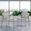 Outdoor Dining Chair (Set of 2) Wicker Rattan Woven Patio Chairs, Waterproof Seating - Gray - Image 5