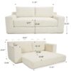 Convertible Loveseat Sofa Bed With Memory Foam & Steel Frame - Beige - Image 3