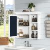 Bathroom Medicine Cabinet With Mirror, Wall Mounted Mirror Cabinet & Storage Organizer, Over The Toilet Storage White Storage Cabinet For Bathroom - White - Image 4