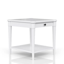 End Table With Storage Drawer - White