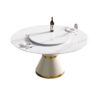 59.05" Modern Artificial Stone Round Carbon Steel Base Dining Table, Can Accommodate 6 People Artificial Stone Turntable - White - Image 6