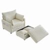 Oversized Chaise Lounge Chair With Ottoman And Storage, Comfy Corduroy Upholstered Deep Seat - Beige - Image 10