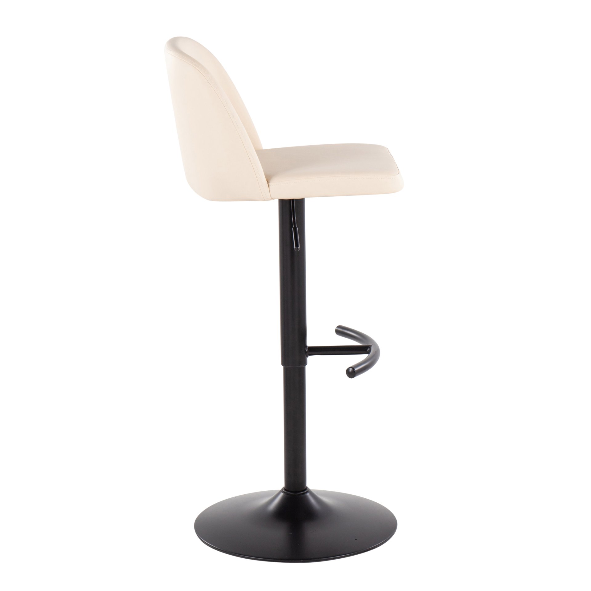 Toriano - Contemporary Adjustable Bar Stool With Rounded T Footrest (Set of 2) - Black / Cream - Image 3
