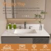Bianco Carrara Venato Marble Vanity Top With Undermount Sink And Backsplash - White - Image 10