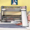 Full Over Full Low Bunk Bed With Slide, Fence And Ladder - Gray - Image 14