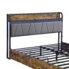 Contemporary Full Size Bed Frame With Storage Headboard Charging Station LED Lights And Metal - Black / Brown / Gray - Image 11